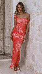 Lena Maxi Dress - Orange Floral