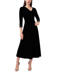 MSK V-Neck Beaded Midi Dress