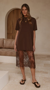 Danika T-Shirt Midi Dress - Chocolate
