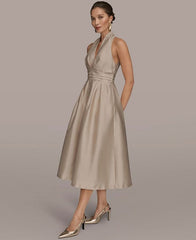Donna Karan New York Women's A-Line Halter Midi Dress