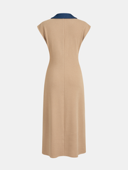 Denim Collar Sleeveless Maxi Dress