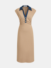 Denim Collar Sleeveless Maxi Dress