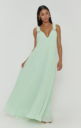 Heidi Maxi Dress ~ Pistachio Pleated Chiffon