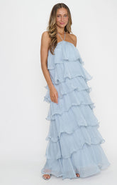 Kelsey Maxi ~ Steel Blue Chiffon