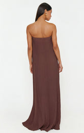 Athena Maxi Dress ~ Chocolate Pleated Chiffon