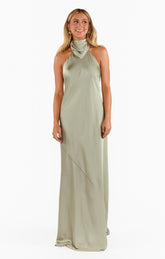 Lisa Maxi Dress ~ Moss Green Luxe Satin