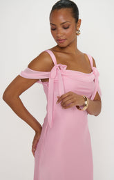 Bella Maxi Dress ~ Light Pink Luxe Satin