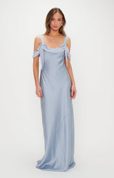 Bella Maxi Dress ~ Steel Blue Luxe Satin