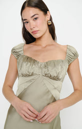 Veronica Maxi Dress ~ Moss Green Luxe Satin