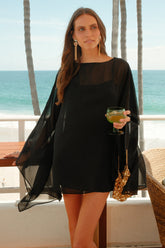 Olsen Mini Dress ~ Black Chiffon