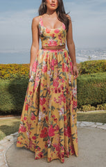 Vivianna Maxi Skirt ~ Mimosa Floral Taffeta