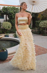 Tucker Top ~ Pale Yellow Luxe Satin