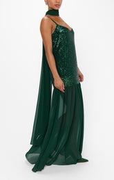 Dalia Maxi Dress ~ Emerald Sequins
