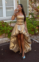 Tatum Maxi Skirt ~ Gold Metallic Taffeta