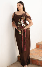 Bella Maxi Dress ~ Chocolate Luxe Satin