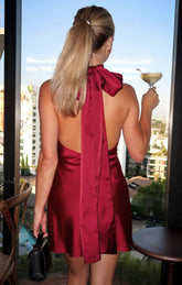 Lisa Mini Dress ~ Cranberry Luxe Satin