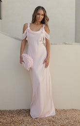 Bella Maxi Dress ~ Powder Pink Luxe Satin