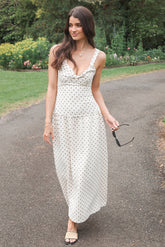 Sophina Midi Dress - Brown Polka Dot