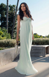 Libby Maxi Dress ~ Pistachio Pleated Chiffon