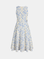 Sleeveless Floral Belted Asymmetrical Dress