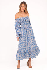 Aine Midi Dress - Blue Floral